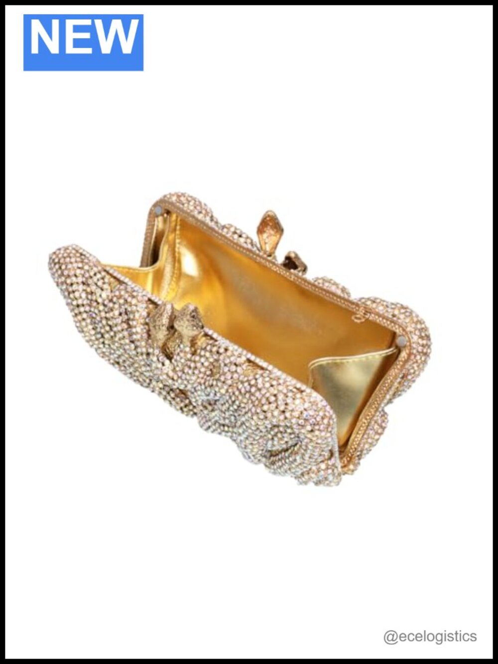 Snake Design Rhinestone Evening Bag Clutch Crystal Purse Women Wedding Party - Picture 5 of 6